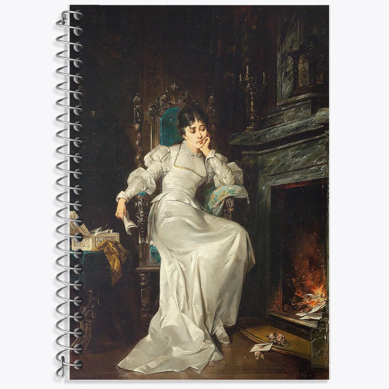 دفتر زبان 50 برگ خندالو مدل دو خط طرح نقاشی عشق گمشده اثر کارل شونینگر جوان کد F12129