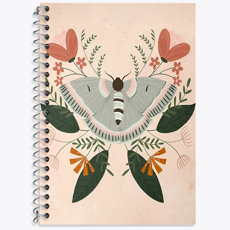 دفتر زبان 50 برگ خندالو مدل دو خط طرح شاپرک و گل کد N6888