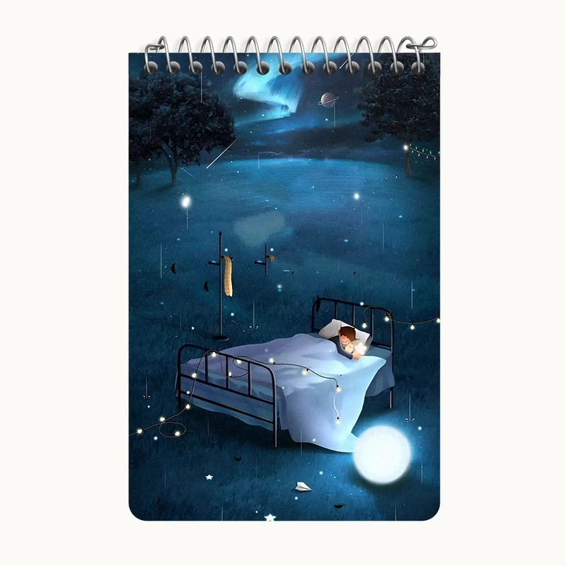 دفتر یادداشت 50 برگ خندالو طرح پسر و تخت خواب کد F8770