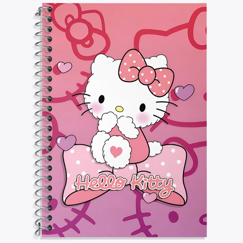 دفتر زبان 50 برگ خندالو مدل دو خط طرح هلو کیتی (Hello Kitty) کد N8244