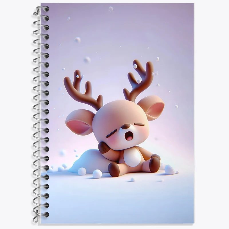 دفتر زبان 50 برگ خندالو مدل سه خط طرح گوزن خوابالو کد F8716