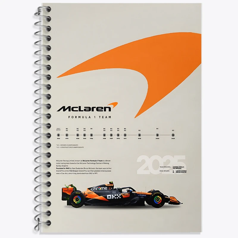 دفتر زبان 50 برگ خندالو مدل سه خط طرح مک لارن (McLaren) کد F13493