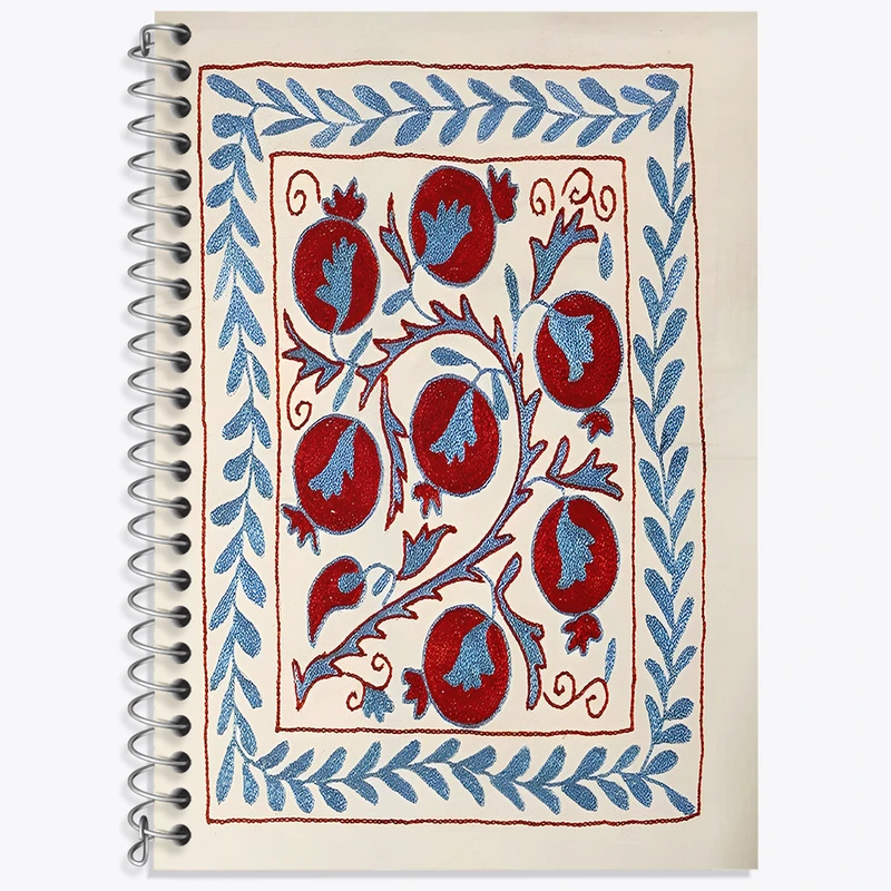 دفتر زبان دوخط 50 برگ خندالو طرح گلدوزی انار کد N6873