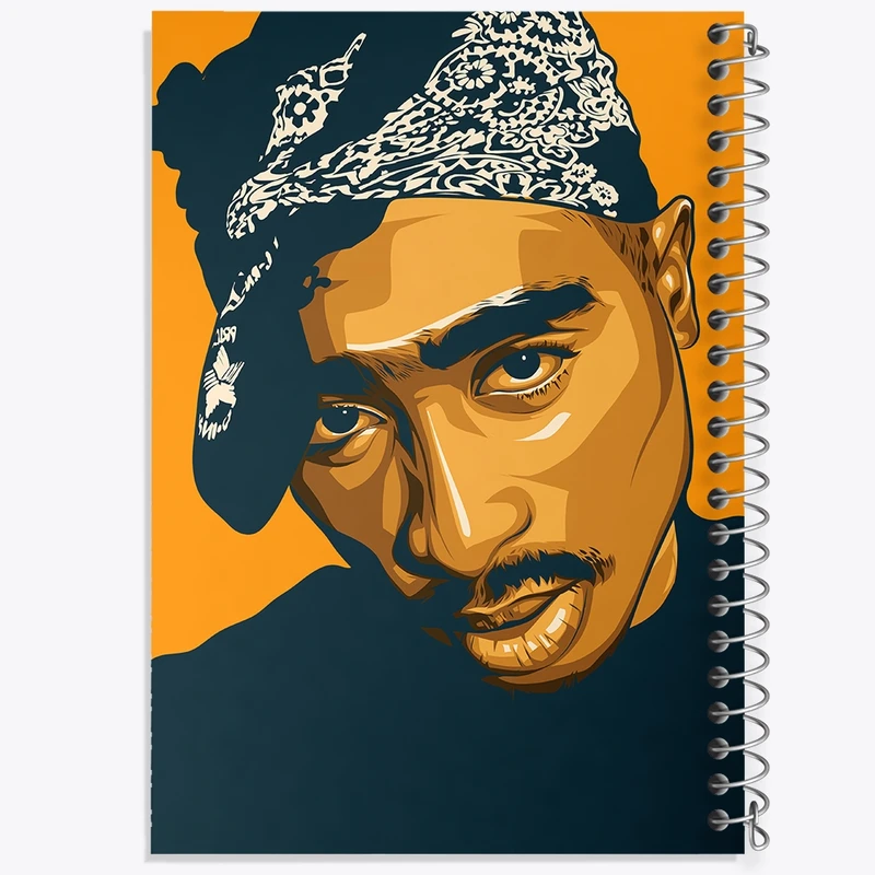 دفتر طراحی 50 برگ خندالو طرح توپاک شکور(Tupac Shakur) کد F10224