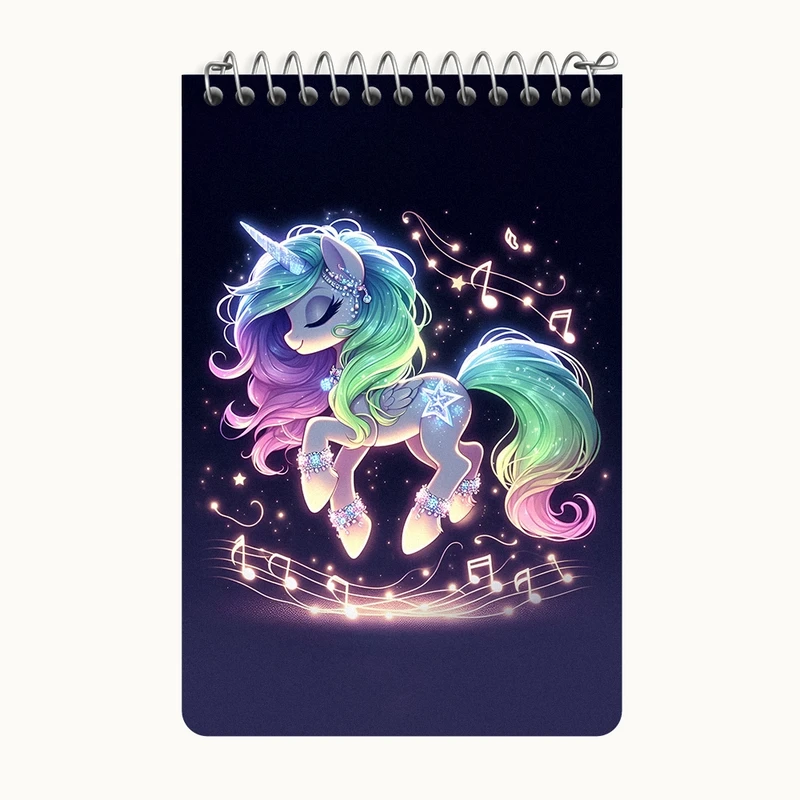 دفتر یادداشت 50 برگ خندالو طرح اسب تک شاخ کد F6085