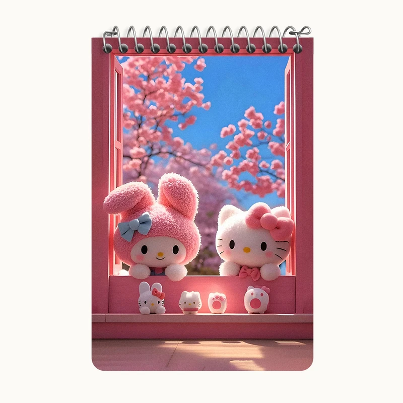 دفتر یادداشت 50 برگ خندالو طرح هلو کیتی و ملودی کد F9179