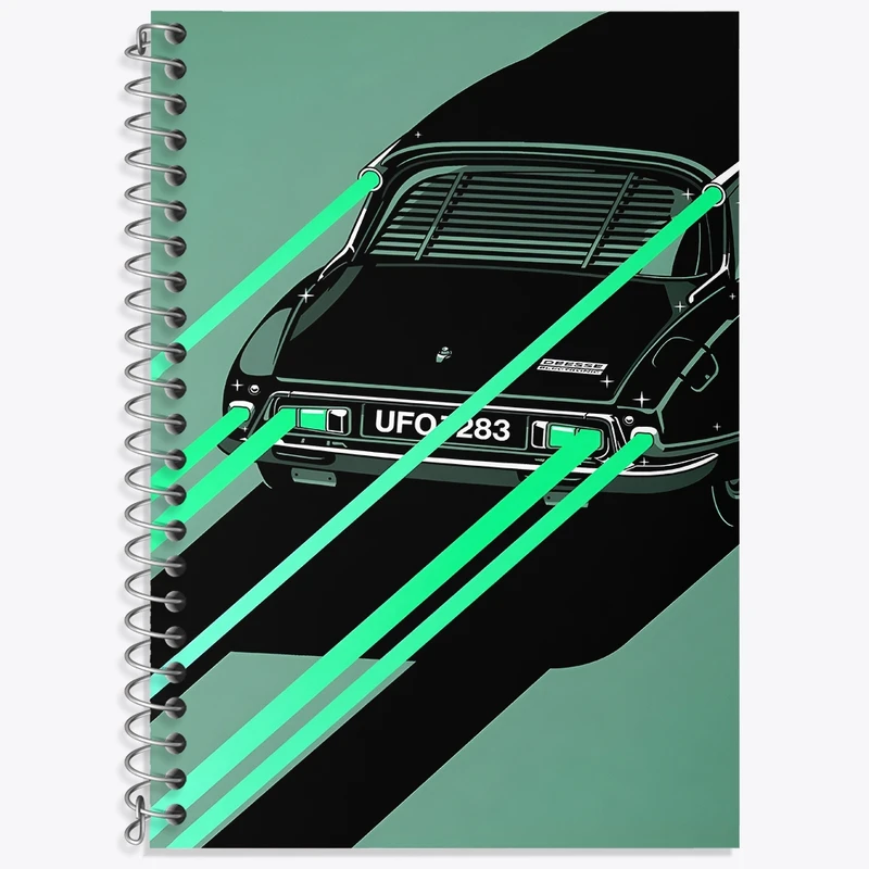 دفتر زبان 50 برگ خندالو مدل سه خط طرح ماشین کلاسیک کد F4959