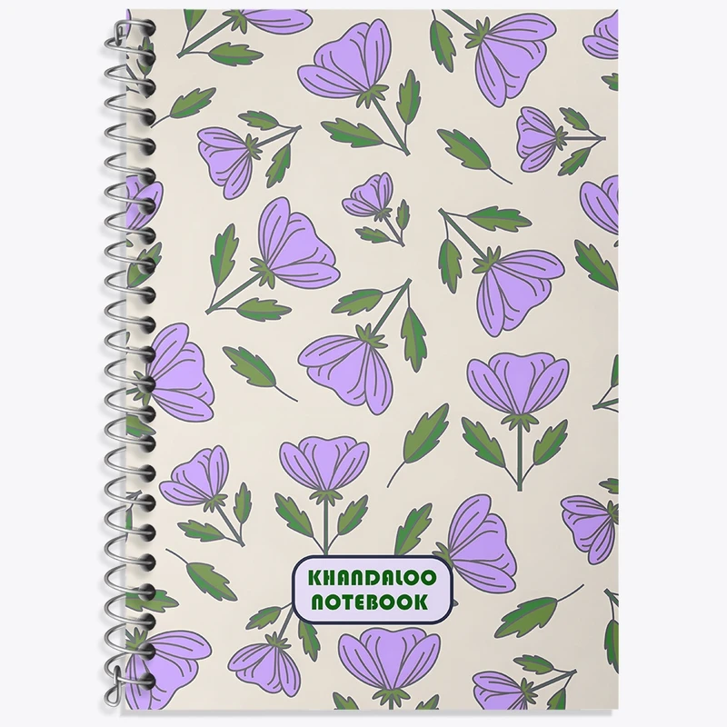 دفتر زبان 50 برگ خندالو مدل سه خط طرح پترن گل کد N6081