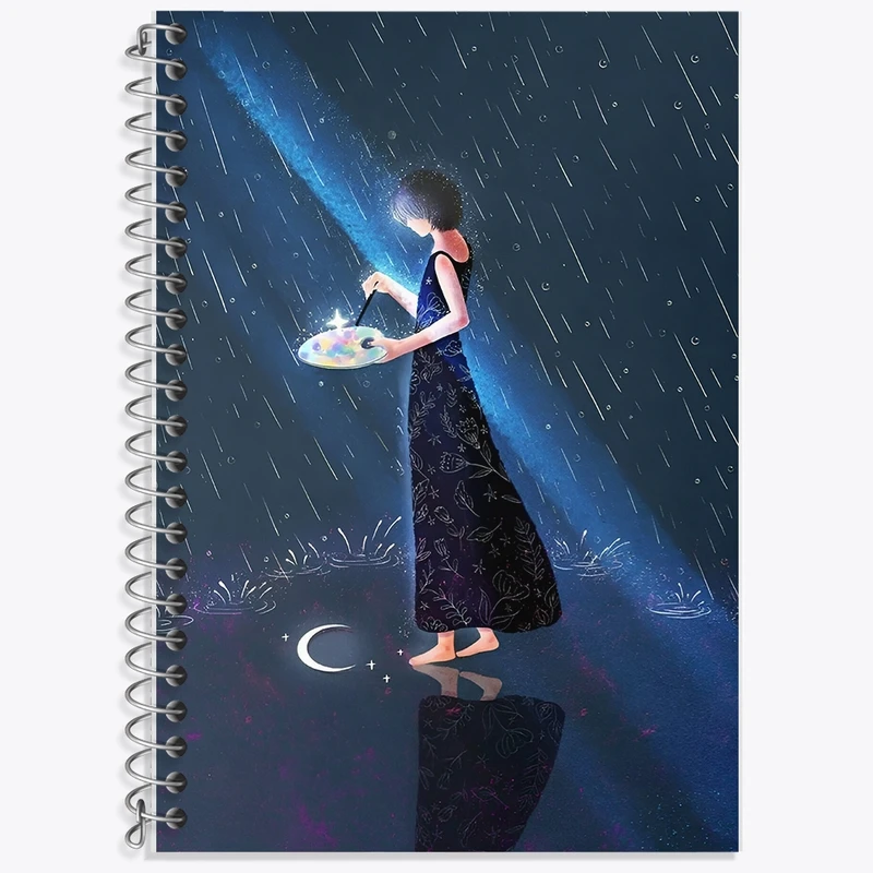 دفتر زبان 50 برگ خندالو مدل سه خط طرح دختر نقاش کد F8722