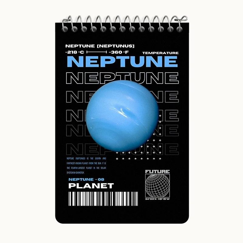دفتر یادداشت 50 برگ خندالو طرح نپتون (Neptun) کد F10661