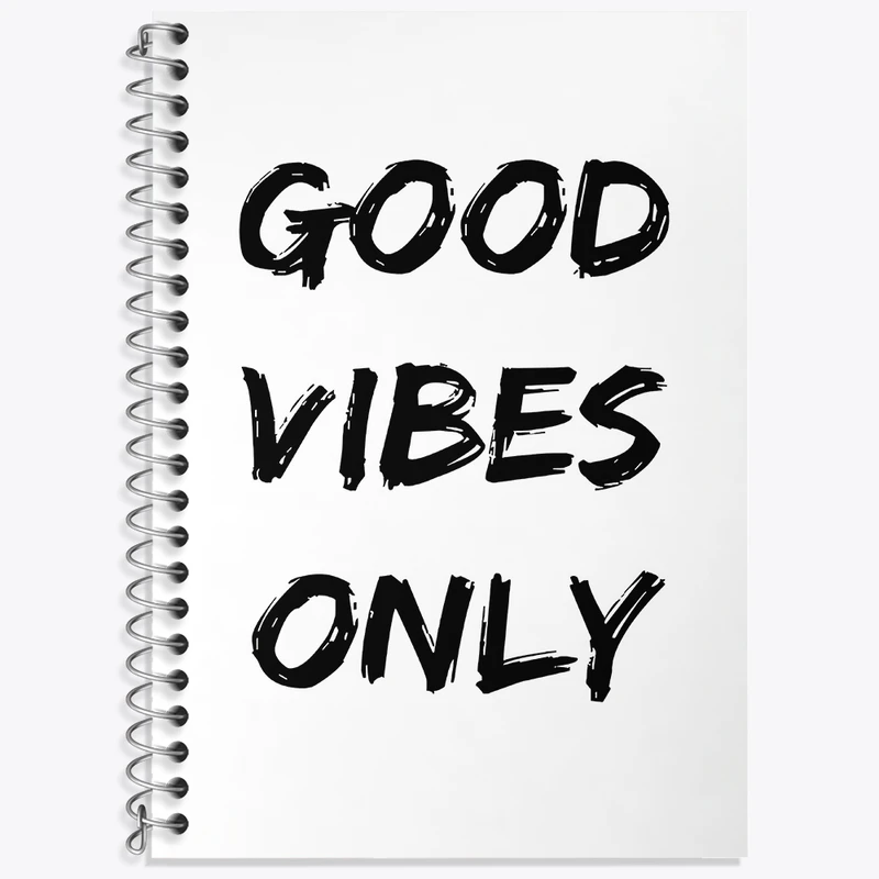 دفتر زبان 50 برگ خندالو مدل سه خط طرح Good Vibes Only کد F3884