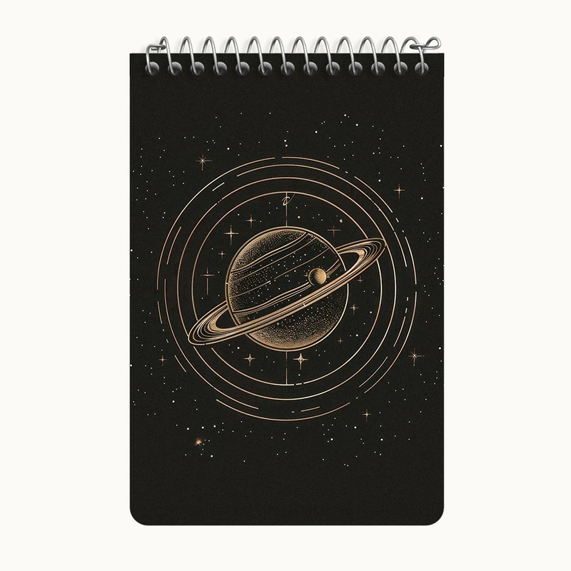 دفتر یادداشت 50 برگ خندالو طرح سیاره زحل مینیمال کد F3085