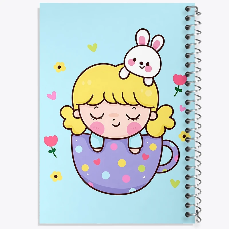 دفتر طراحی 50 برگ خندالو طرح دخترانه کیوت کد N4153