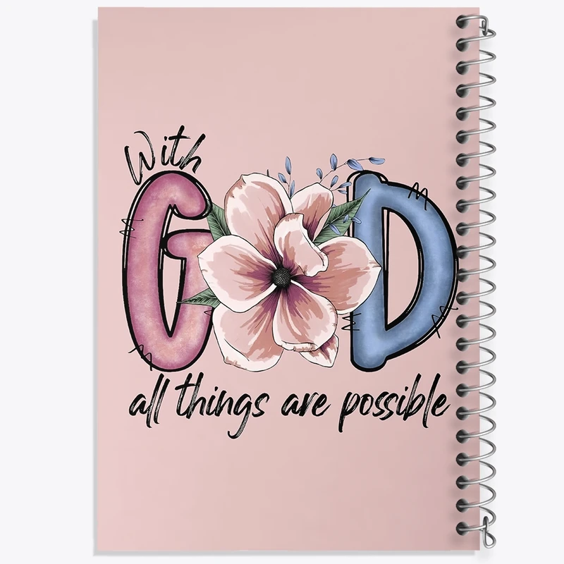 دفتر شطرنجی 50 برگ خندالو طرح With God All Things Are Possible کد N6946