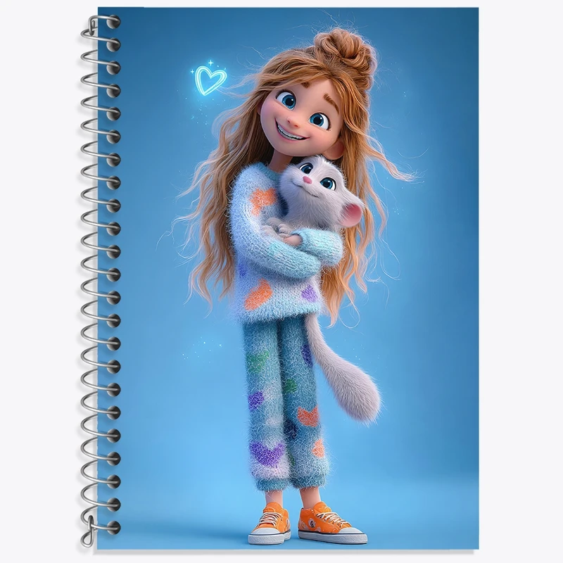 دفتر زبان 50 برگ خندالو مدل سه خط طرح دخترانه بامزه کد N8385