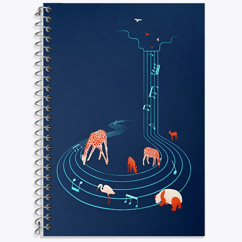 دفتر نت موسیقی 50 برگ خندالو طرح حیوانات و نت موسیقی کد F8835