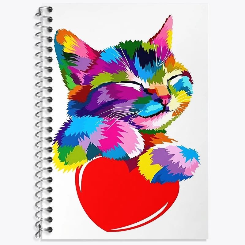 دفتر زبان 50 برگ خندالو مدل سه خط طرح گربه رنگی کد F4174