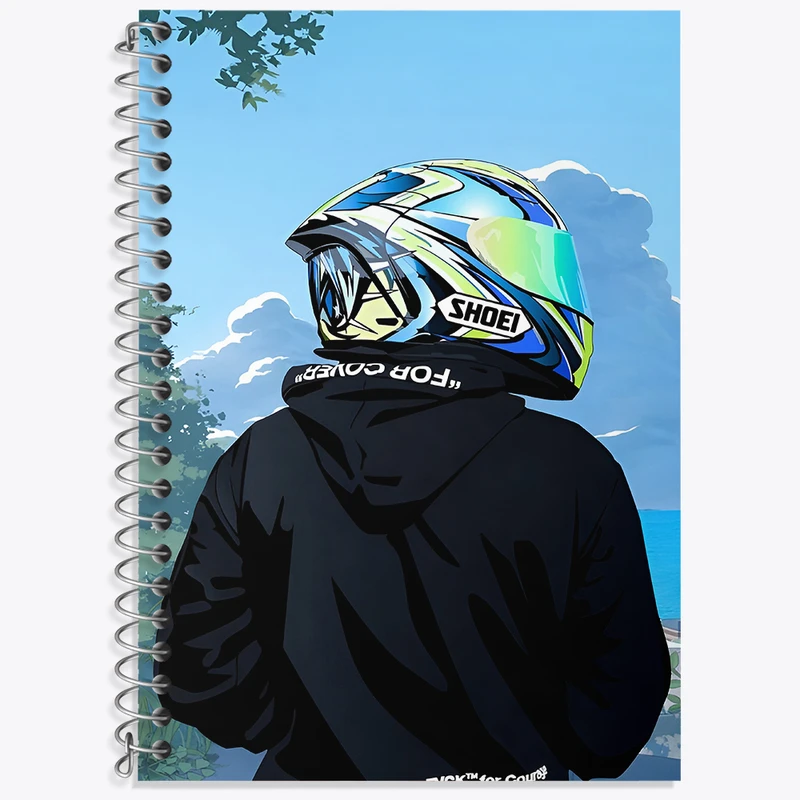 دفتر زبان دوخط 50 برگ خندالو طرح پسر و کلاه کاسکت کد F3012