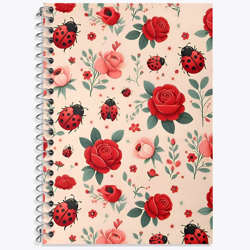 دفتر نت موسیقی 50 برگ خندالو طرح پترن گل رز و کفشدوزک کد N6487