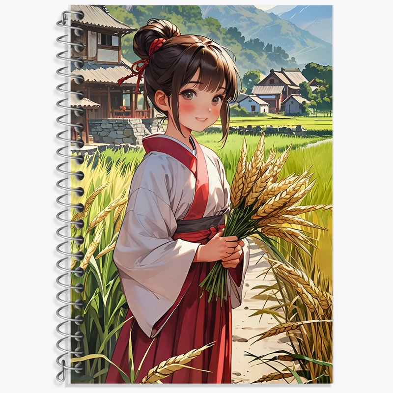 دفتر زبان 50 برگ خندالو مدل دو خط طرح دختر ژاپنی کد F12607