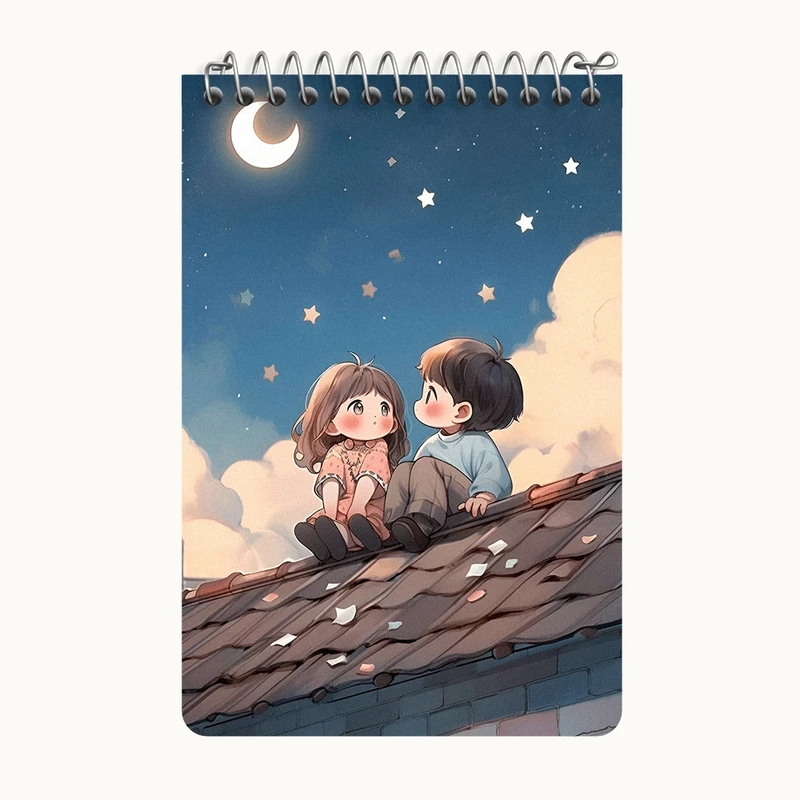 دفتر یادداشت 50 برگ خندالو طرح دختر و پسر کیوت کد F7279