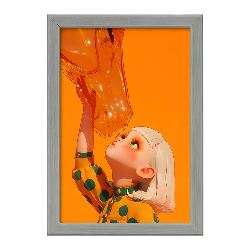 تابلو خندالو طرح دختر و اسب شیشه ای کد F10533