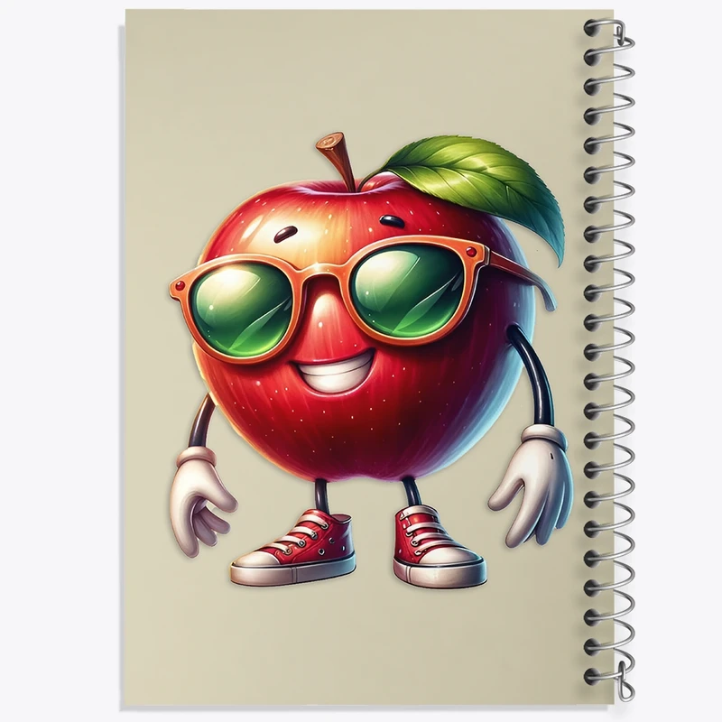 دفتر شطرنجی 50 برگ خندالو طرح سیب بامزه کد F4234