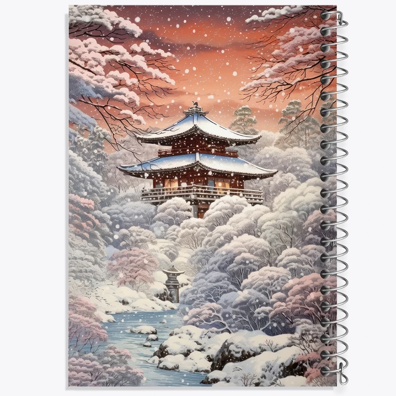 دفتر شطرنجی 50 برگ خندالو طرح خانه ی ژاپنی برفی کد F3581