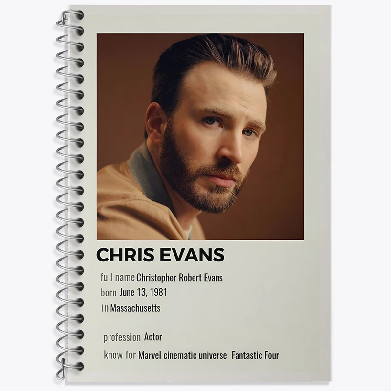 دفتر نت موسیقی 50 برگ خندالو طرح کریس ایوانز (Chris Evans) کد F13158