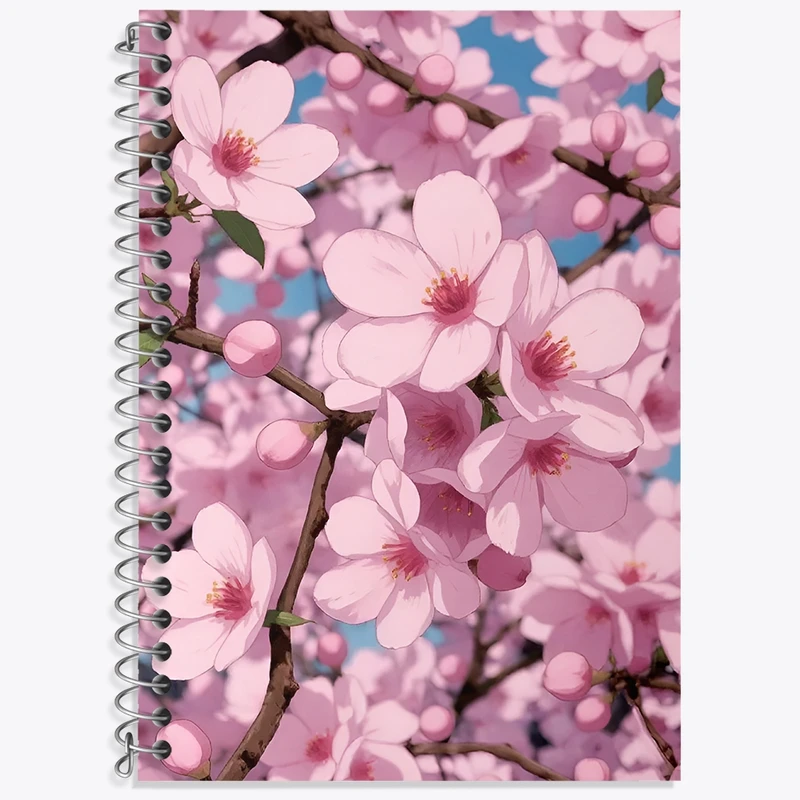 دفتر زبان 50 برگ خندالو مدل سه خط طرح شکوفه بهاری کد N7788