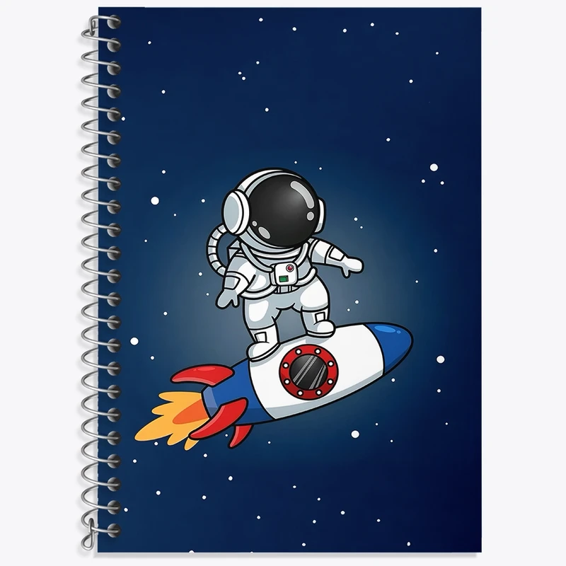 دفتر زبان 50 برگ خندالو مدل سه خط طرح فضانورد کد F4508