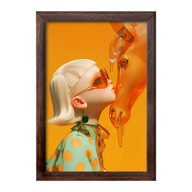 تابلو خندالو طرح دختر و اسب شیشه ای کد F10535