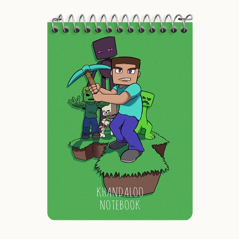 دفتر یادداشت 50 برگ خندالو طرح بازی ماینکرافت (Minecraft) کد N8688