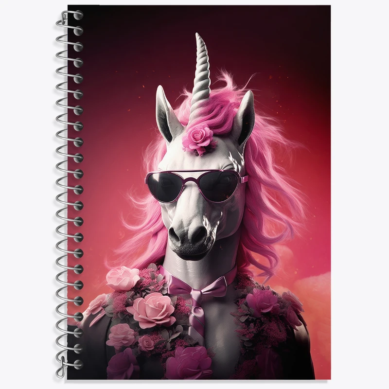 دفتر زبان دوخط 50 برگ خندالو طرح اسب تک شاخ بامزه کد F3049