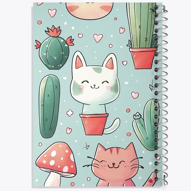 دفتر ژورنال نویسی 50 برگ خندالو مدل نقطه ای طرح گربه و کاکتوس کد N6930