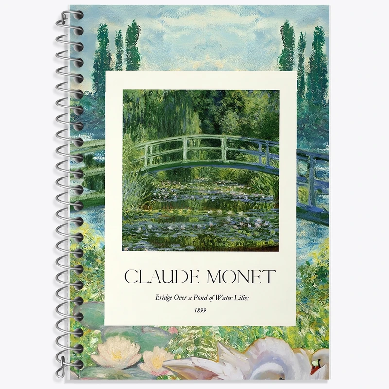 دفتر زبان 50 برگ خندالو مدل سه خط طرح کلود مونه (Claude Monet) کد F10716
