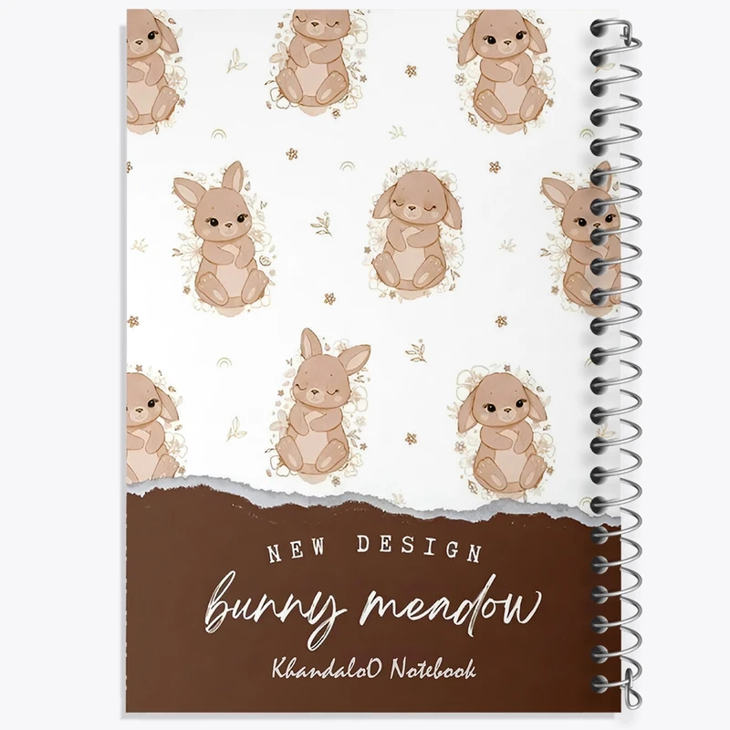 دفتر ژورنال نویسی 50 برگ خندالو مدل نقطه ای طرح پترن خرگوش بامزه کد N9494