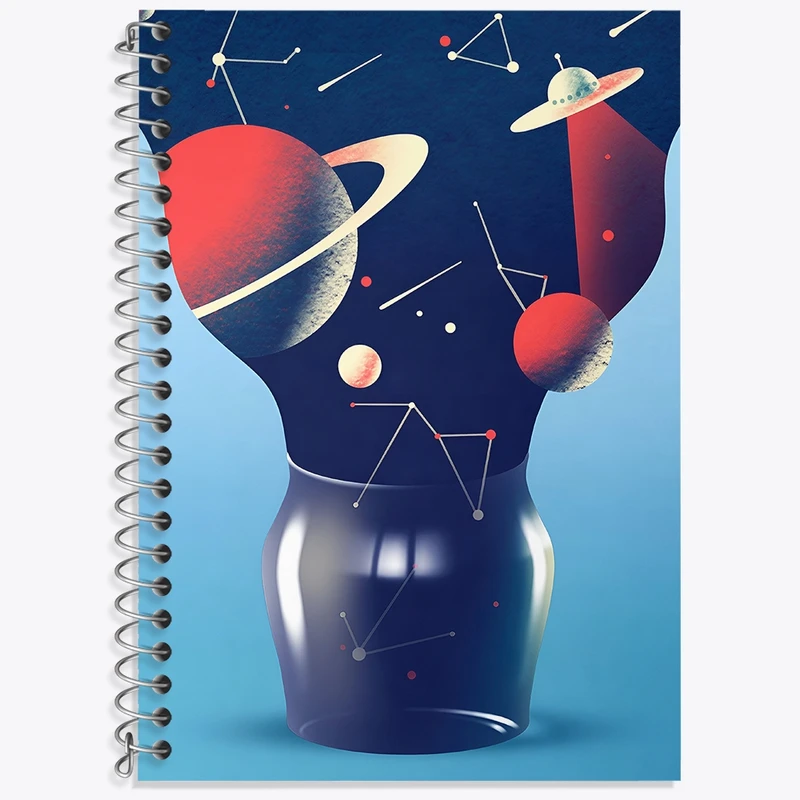 دفتر زبان 50 برگ خندالو مدل سه خط طرح فضایی کد N6144