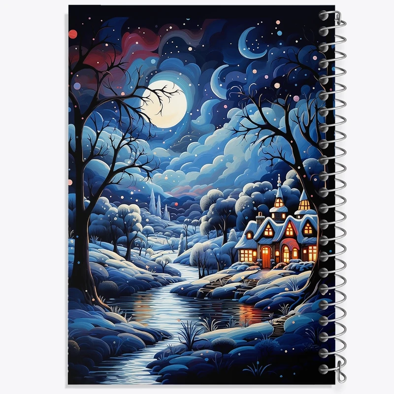 دفتر طراحی 50 برگ خندالو طرح منظره برفی کد N1619