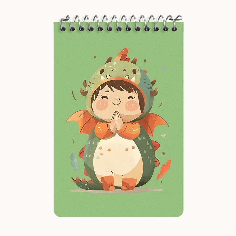 دفتر یادداشت 50 برگ خندالو طرح دختر اژدهایی کیوت کد F7410