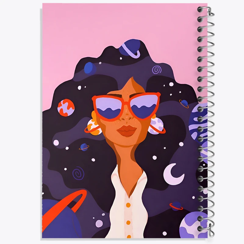 دفتر مشق 100 برگ خندالو طرح دخترانه ی کهکشانی کد F4270