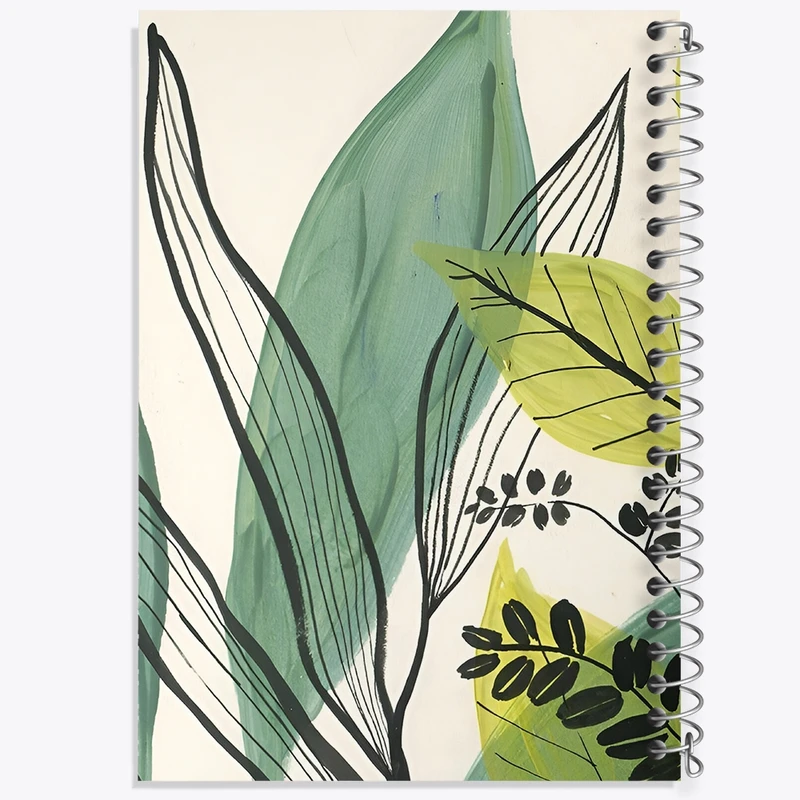 دفتر ژورنال نویسی 50 برگ خندالو مدل نقطه ای طرح برگ و گیاه کد N6783