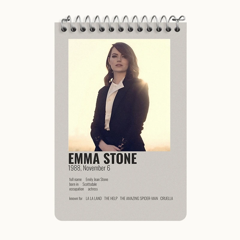 دفتر یادداشت 50 برگ خندالو طرح اما استون (Emma Stone) کد F13143
