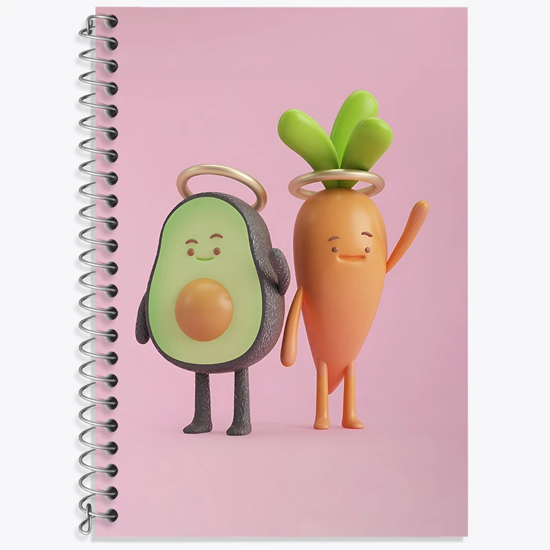 دفتر نت موسیقی 50 برگ خندالو طرح هویج و آووکادو بامزه کد F3361