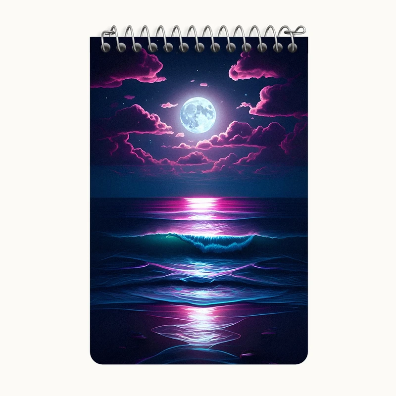 دفتر یادداشت 50 برگ خندالو طرح دریا و ماه کد F8065