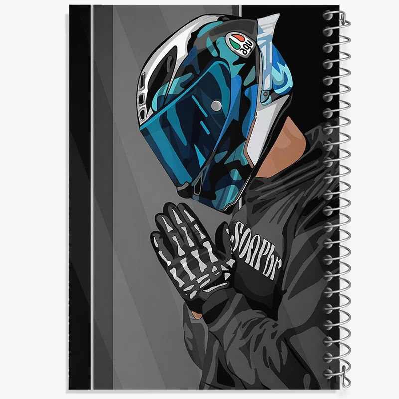 دفتر ژورنال نویسی 50 برگ خندالو مدل نقطه ای طرح پسر و کلاه کاسکت کد F3011