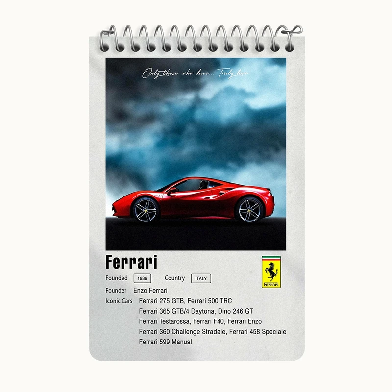 دفتر یادداشت 50 برگ خندالو طرح ماشین فراری (Ferrari) کد F11951