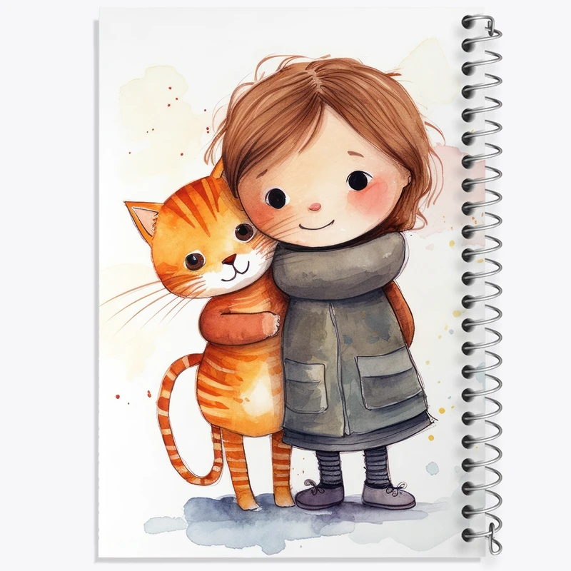 دفتر طراحی 50 برگ خندالو طرح دختر و گربه کد N2231
