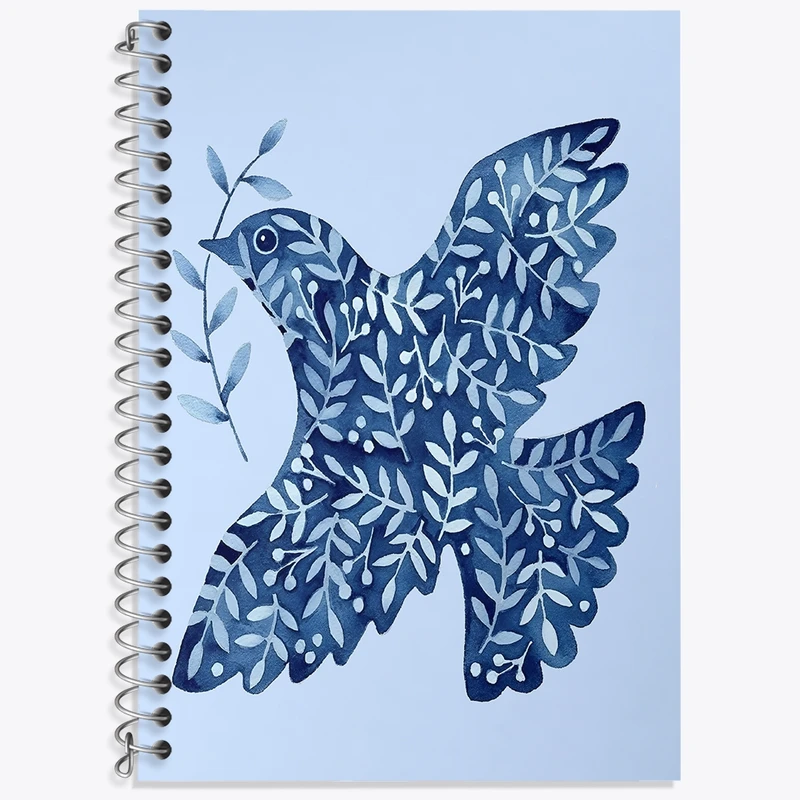 دفتر زبان 50 برگ خندالو مدل سه خط طرح کبوتر صلح کد N6883