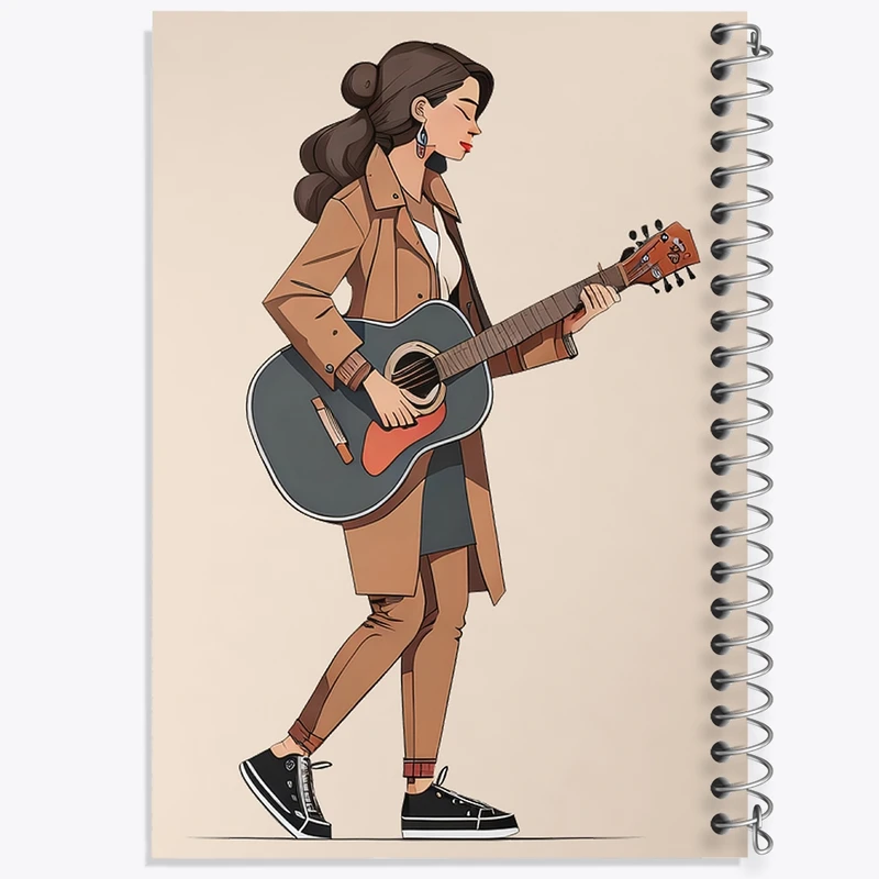 دفتر طراحی 50 برگ خندالو طرح دختر و گیتار کد N20